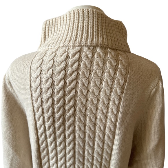 CK BRADLEY SWEATER 2 WAY FULL ZIP CABLE KNIT WOOL NYLON CHUNKY NEUTRAL BEIGE M - Picture 6 of 11